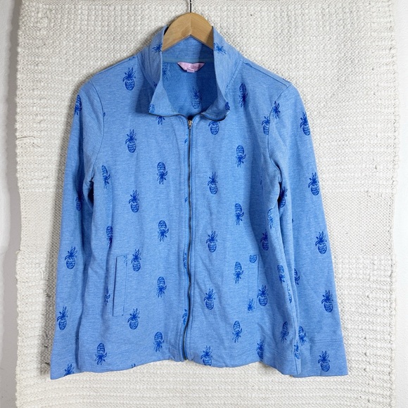 Lilly Pulitzer Jackets & Blazers - LILLY PULITZER Bennet blue Pineapple Burnout zip front Skipper jacket SIZE M